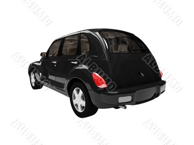 american isolated black car back view 01
