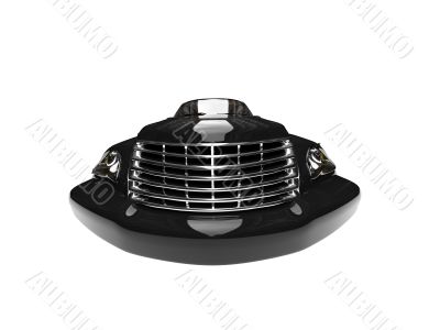 isolated black american car front view 02