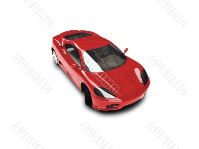 isolated red super car front view