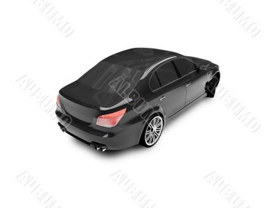isolated black car back view 02