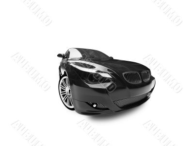 isolated black car front view 04