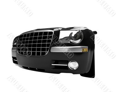 isolated black car front view 02