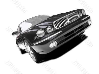 isolated black car front view 02