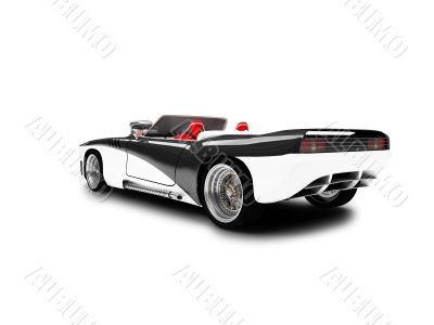 isolated black car back view 01