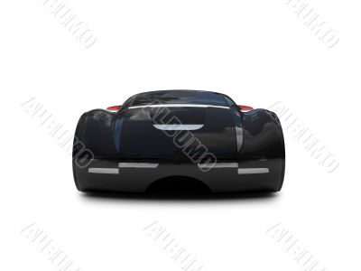 isolated black super car front view 04