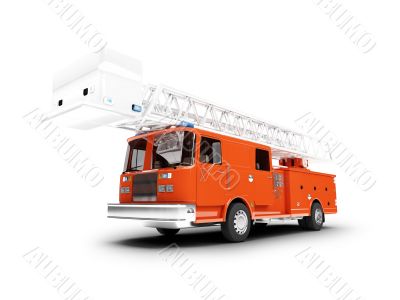 Firetruck long isolated front view