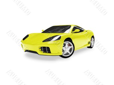 isolated yellow super car front view