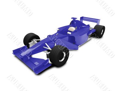 isolated blue speed car front view