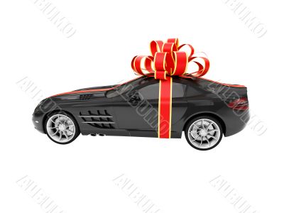 Gift isolated black car side view