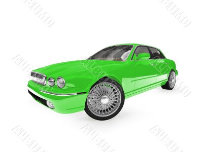isolated green car perspective view