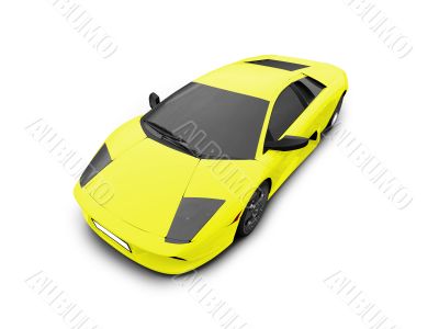 Ferrari isolated yellow front view