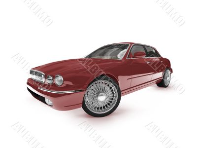 isolated red car perspective view