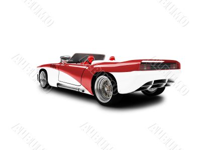 isolated red car back view 01