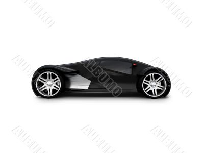 isolated black super car side view