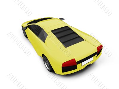 Ferrari isolated yellow back view