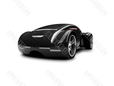 isolated black super car front view 01