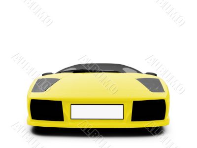Ferrari isolated yellow front view