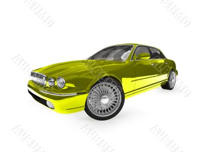 isolated gold car perspective view