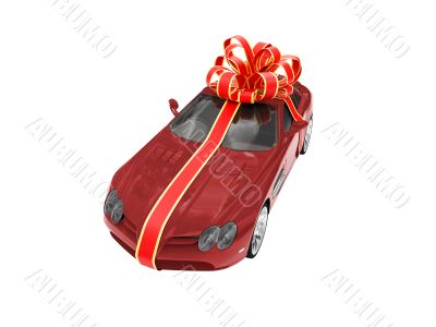 Gift isolated red car front view
