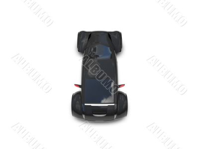 isolated black super car top view