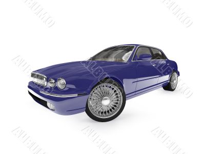 isolated blue car perspective view