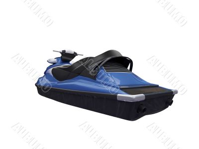 Jetski blue isolated back view