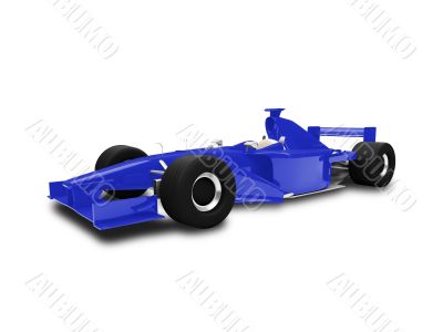 isolated blue speed car front view