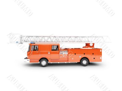 Firetruck long isolated side view