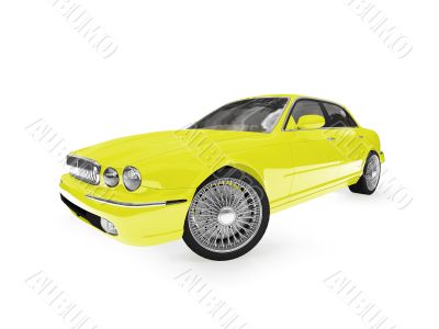 isolated yellow car perspective view