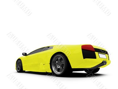 Ferrari isolated yellow back view