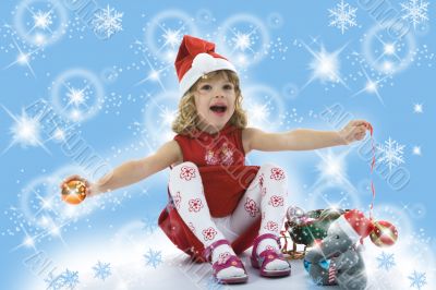 Beautiful little girl with christmas decoration