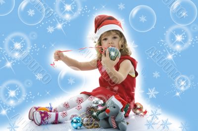 Beautiful little girl with christmas decoration