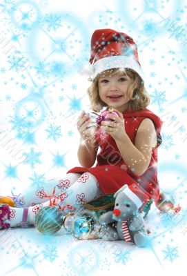Beautiful little girl with christmas decoration