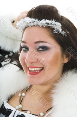 Beautiful brunette in fur jacket