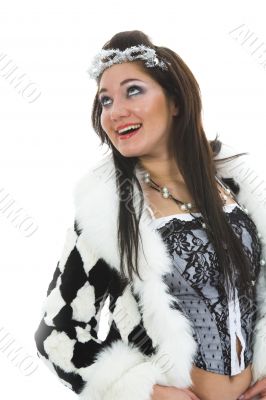 Beautiful brunette in fur jacket