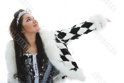 Beautiful brunette in fur jacket