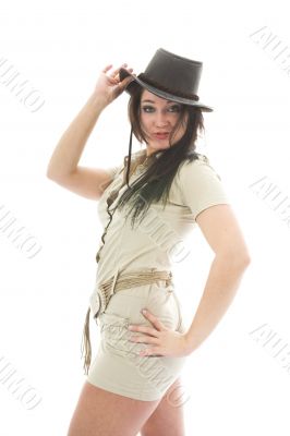 Beautiful brunette in stetson