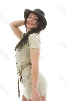 Beautiful brunette in stetson