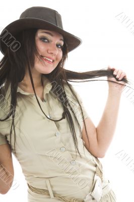 Beautiful brunette in stetson