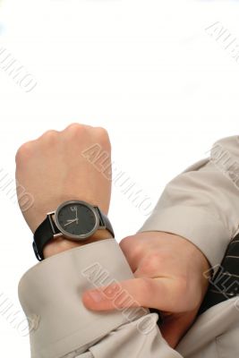 businessman looks time