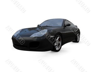 isolated black super car front view 01