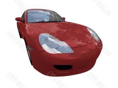 isolated red super car front view 02