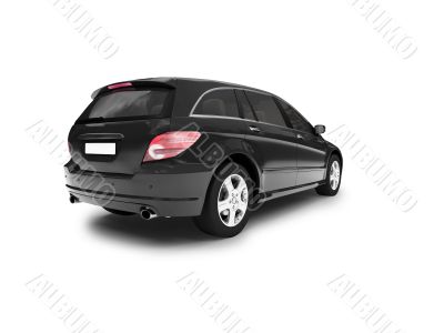 isolated black car back view