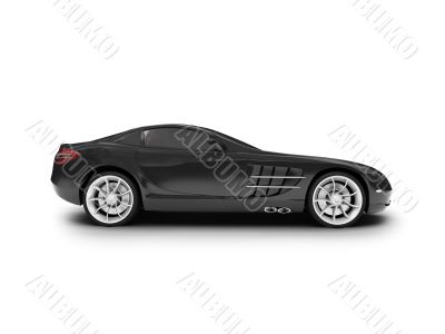isolated black super car side view