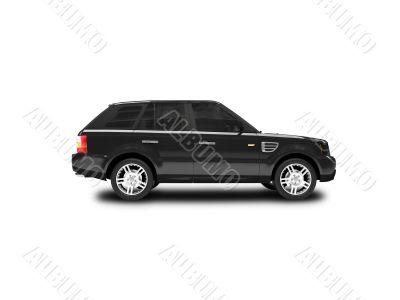 isolated black car side view