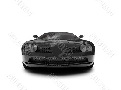 isolated black super car front view 02