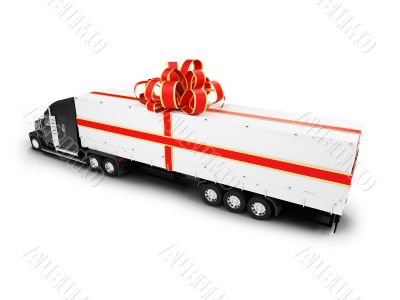 Present truck isolated black-red back view