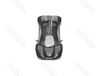isolated black super car top view