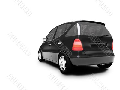 isolated black car back view