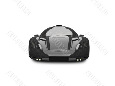 isolated black super car front view 03
